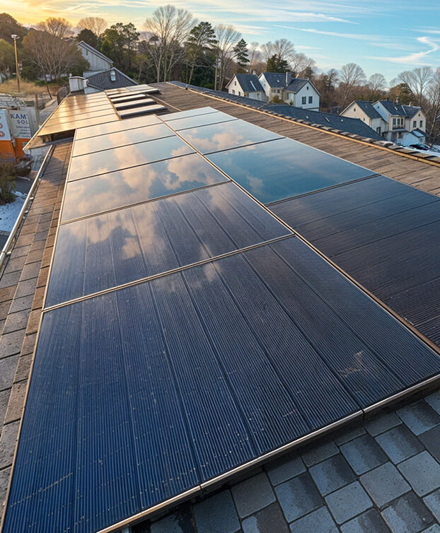 solar panels installed on a gray roof