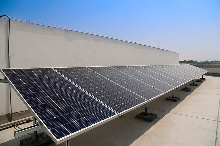 solar panels on a concrete roof